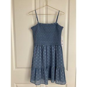 New AQUA brand Smocked Dress Blue/Silver size Medium
